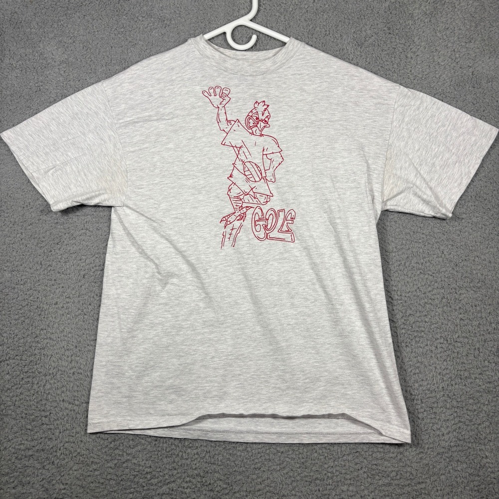 Hanes T-Shirt Mens Large Gray Beefy-T Vintage Single Stitch Graphic Bird Golf 8